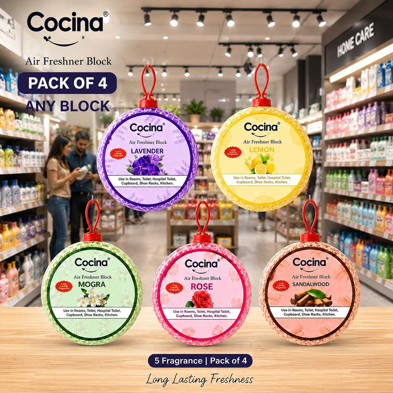 cocina air Lavender, rose, mogra, Lemon, sandalwood Blocks Pure Freshness, Every Day-picture-43