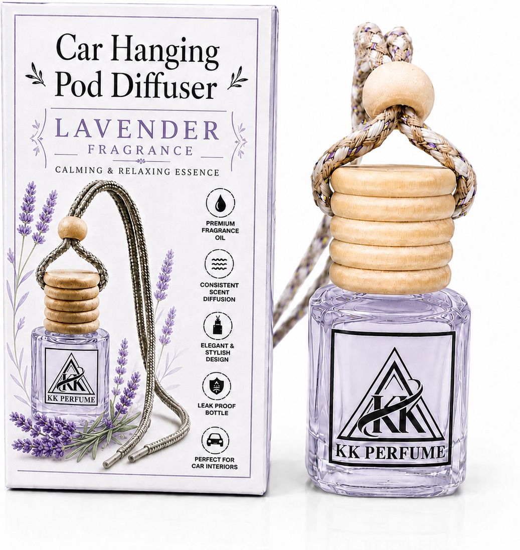 Lavender Diffuser Lavender Car Perfume Hanging Air Freshener – Long Lasting Premium Lavender Fragrance | Wooden Cap Glass Bottle-image-12