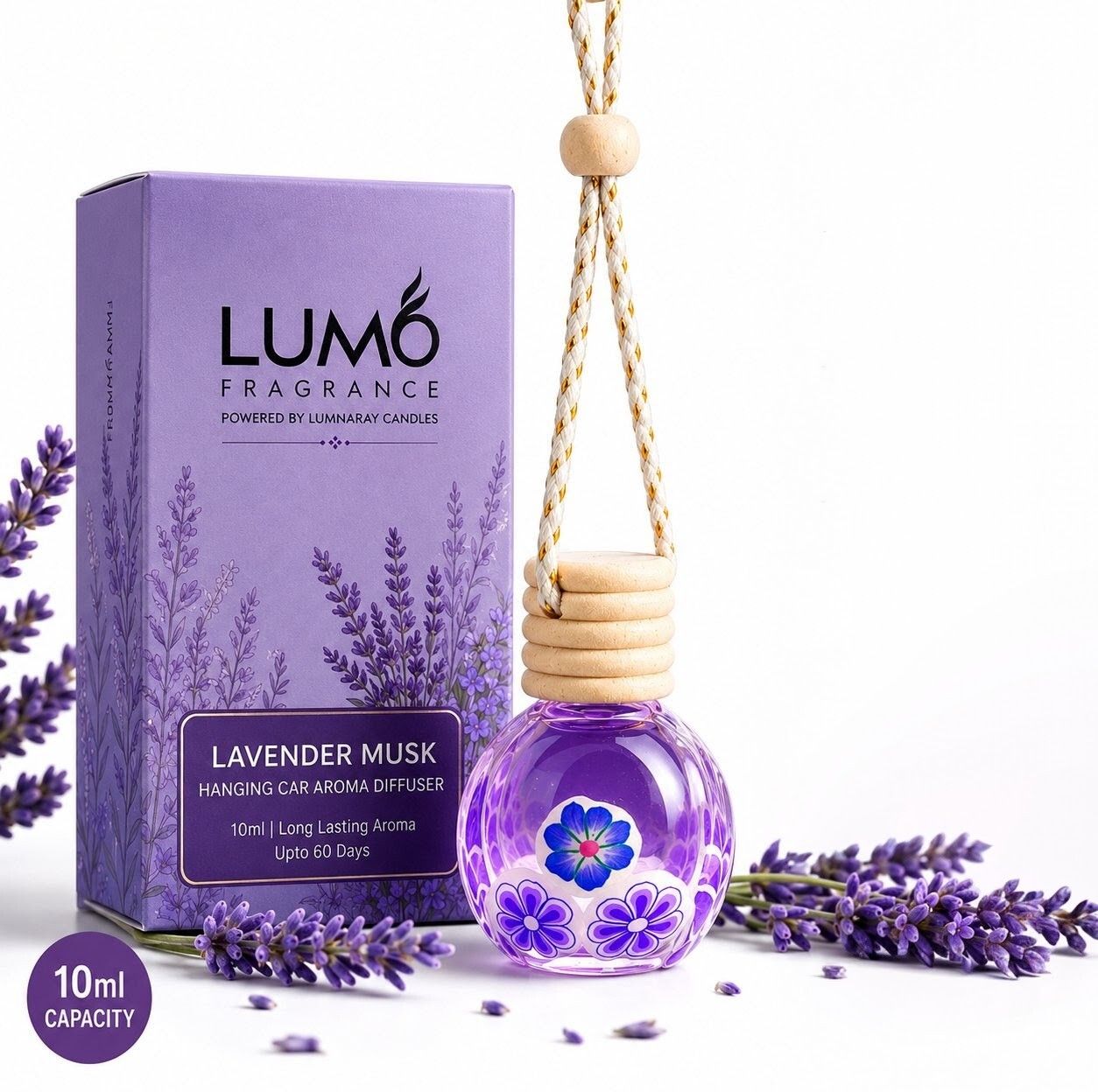 Lavender Car Freshener Diffuser Hanging Car Aroma Diffuser | Lavender Musk Air Freshener | Car Perfume for SUV, Sedan & Hatchback-image-9