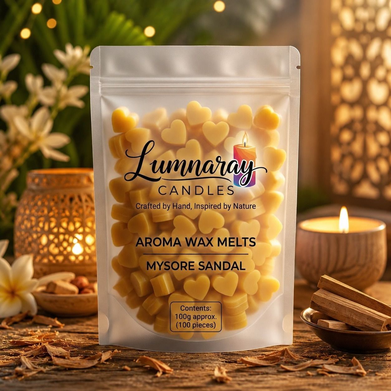 Mysore Sandal Diffuser Aroma Wax Melts | Natural Fragrance for Stress Relief & Relaxation-image-45