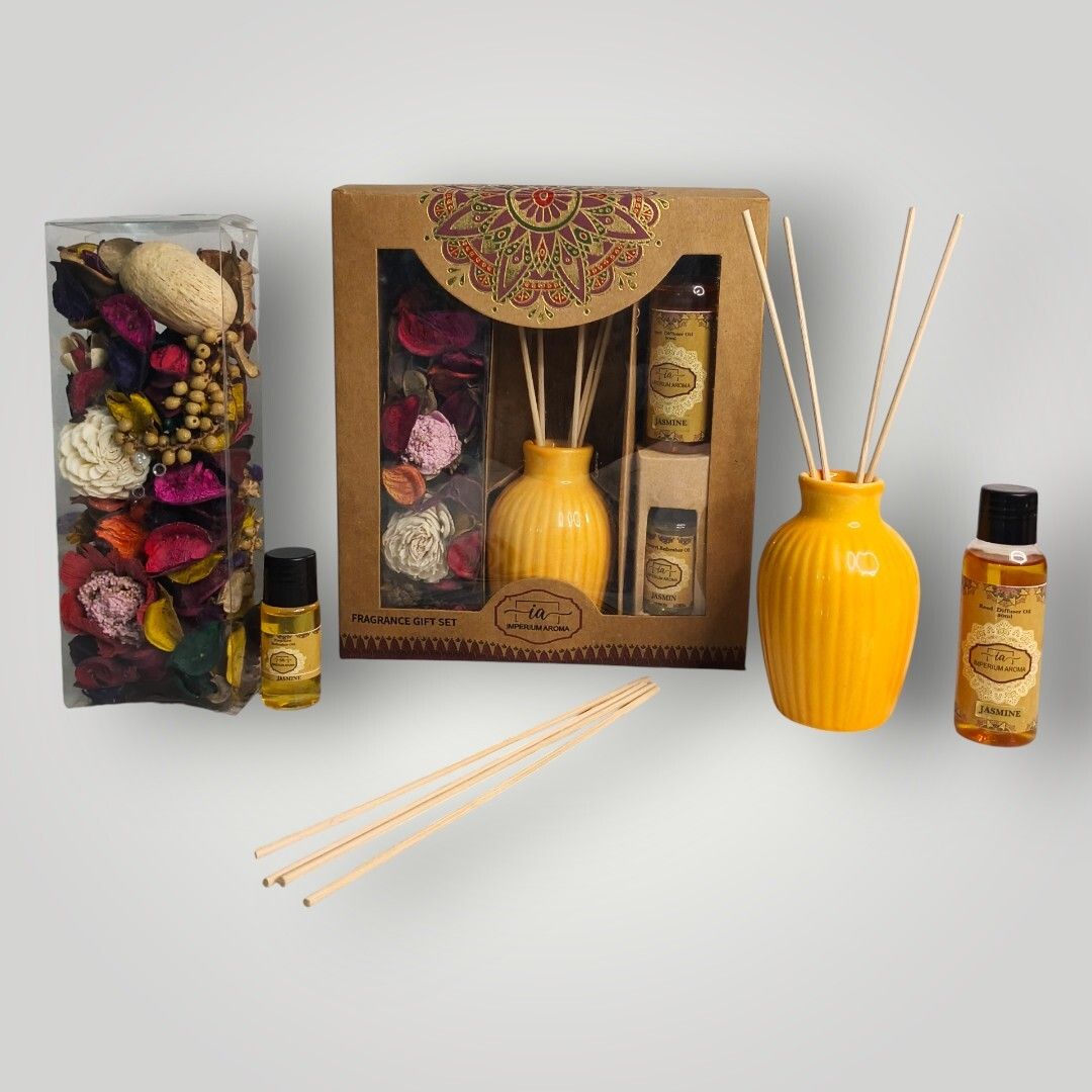 imperium aroma Jasmine Aroma Reed Diffuser | 50 ml Oil | Décor Set Diffuser, Potpourri 50 g with 15 ml Premium Refresher | 8 Sticks | Calm Aroma for Home & Offices-picture-15