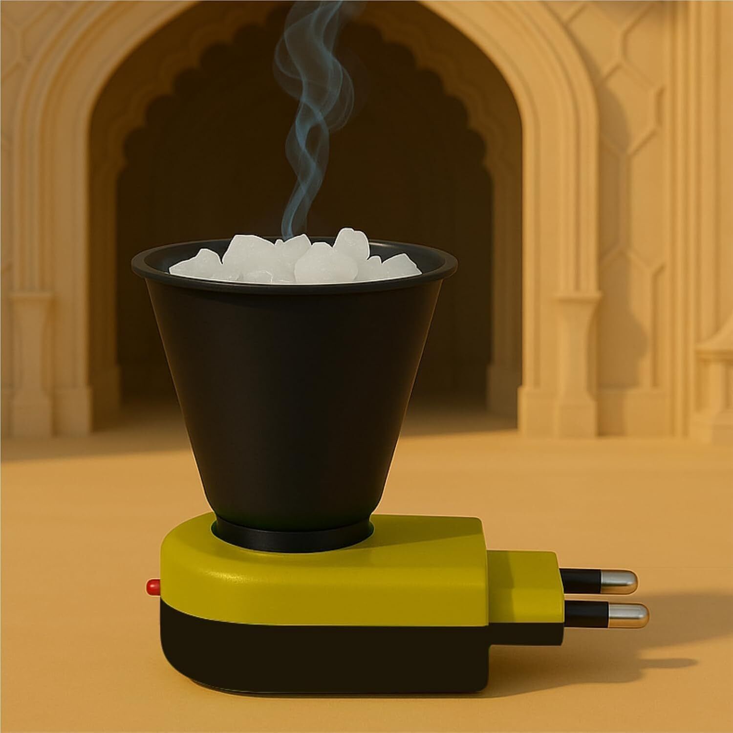 kapoor dani Aroma Oil Kapoor dani Electric Camphor Diffuser, Yellow, Stainless Steel Bowl, 15W, Direct Plug-in, for Pooja, Aromatherapy, Meditation 5-image-23
