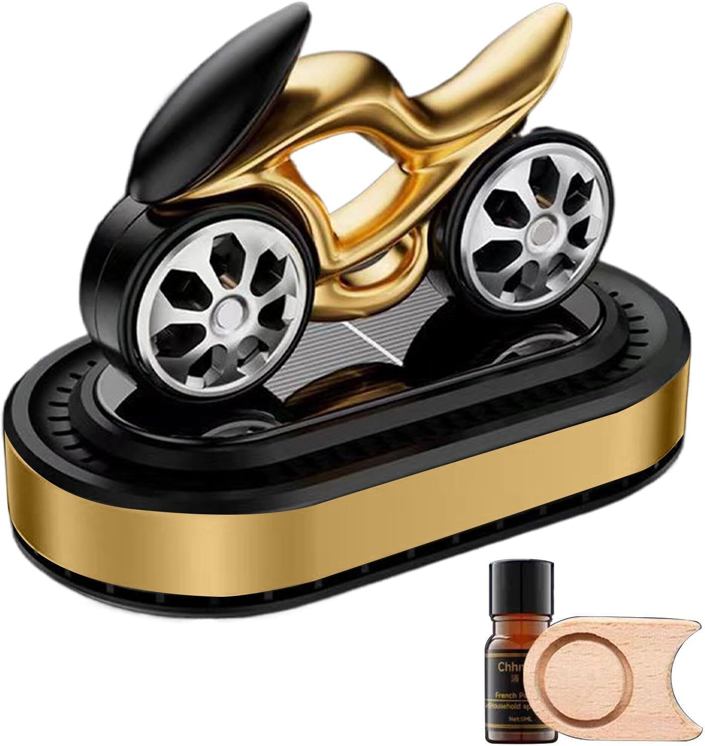Fresh, Perfume, Floral, Car Fragrance Diffuser Set, Aroma Oil Gold Motorcycle Dashboard Air Freshener-image-27
