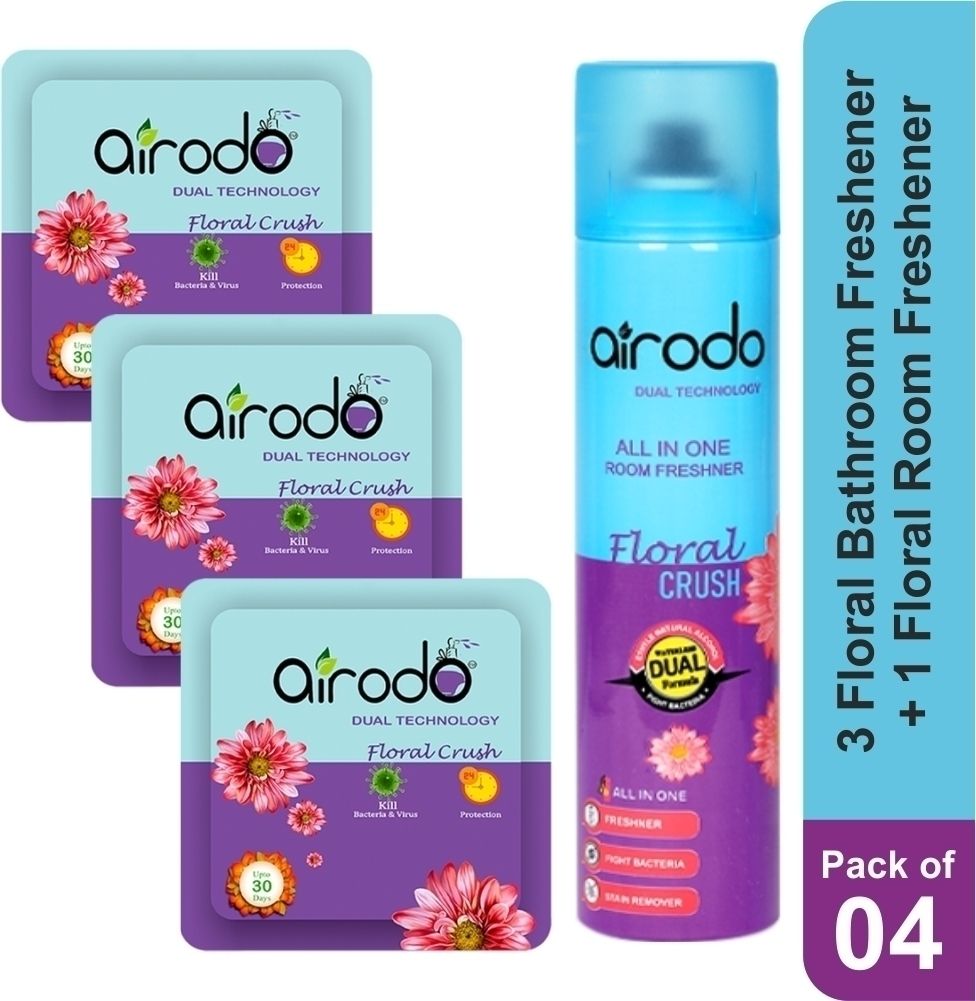 airodo Floral Crush Air freshner power pocket gel (3)and Room freshener Bottle(1) combo Aroma Oil, Spray-picture-23