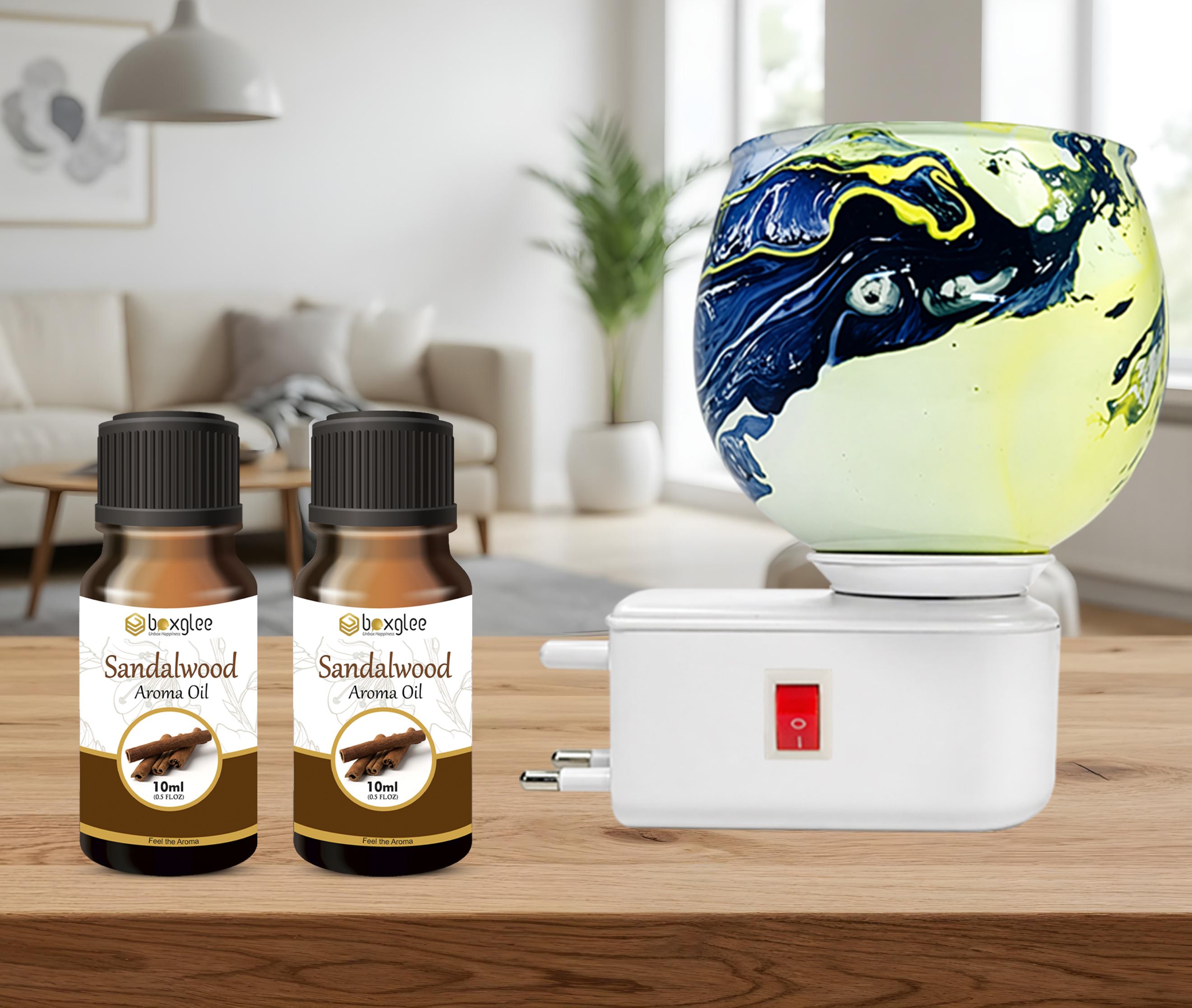 boxglee Multifragrance Diffuser Set Decorative Green Marble Kapoor Dani with 2 Sandalwood Oil 10ml for Home Office Spa A115-picture-16
