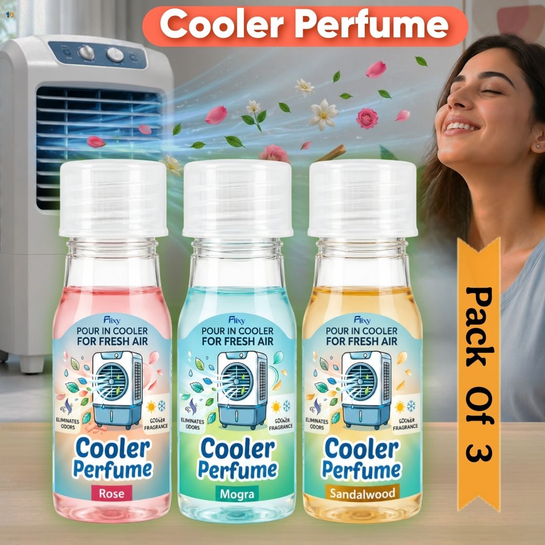 Rose, Mogra, Sandalwood Diffuser Set Cooler Perfume Pour in Air Cooler Fresh Fragrance Odor Eliminator2-image-20