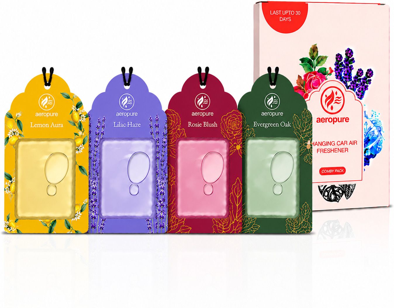 LEMON-LILAC-ROSE-GREEN Diffuser Set Gel Wink Hanging Perfume | Long-Lasting Gel Based Car Air Freshener | Last Up to 30 Days-image-10