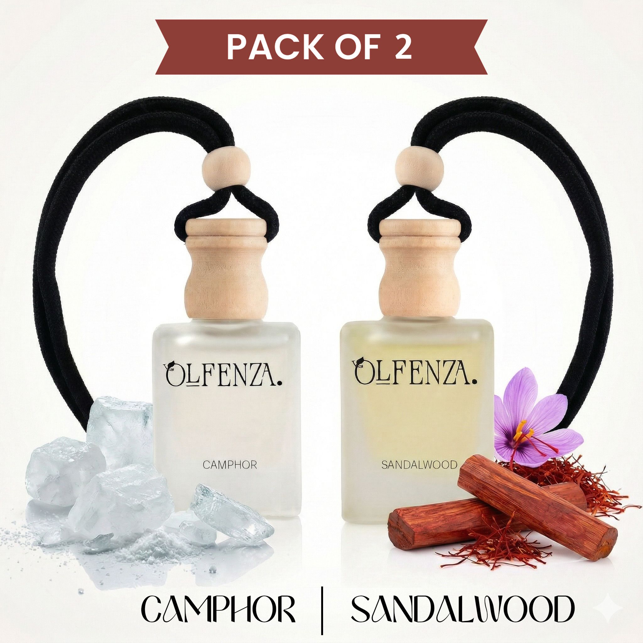 SANDALWOOD, CAMPHOR Diffuser Car Freshener Hanging Perfumes Long Lasting Fragrance 10+10ML-image-15