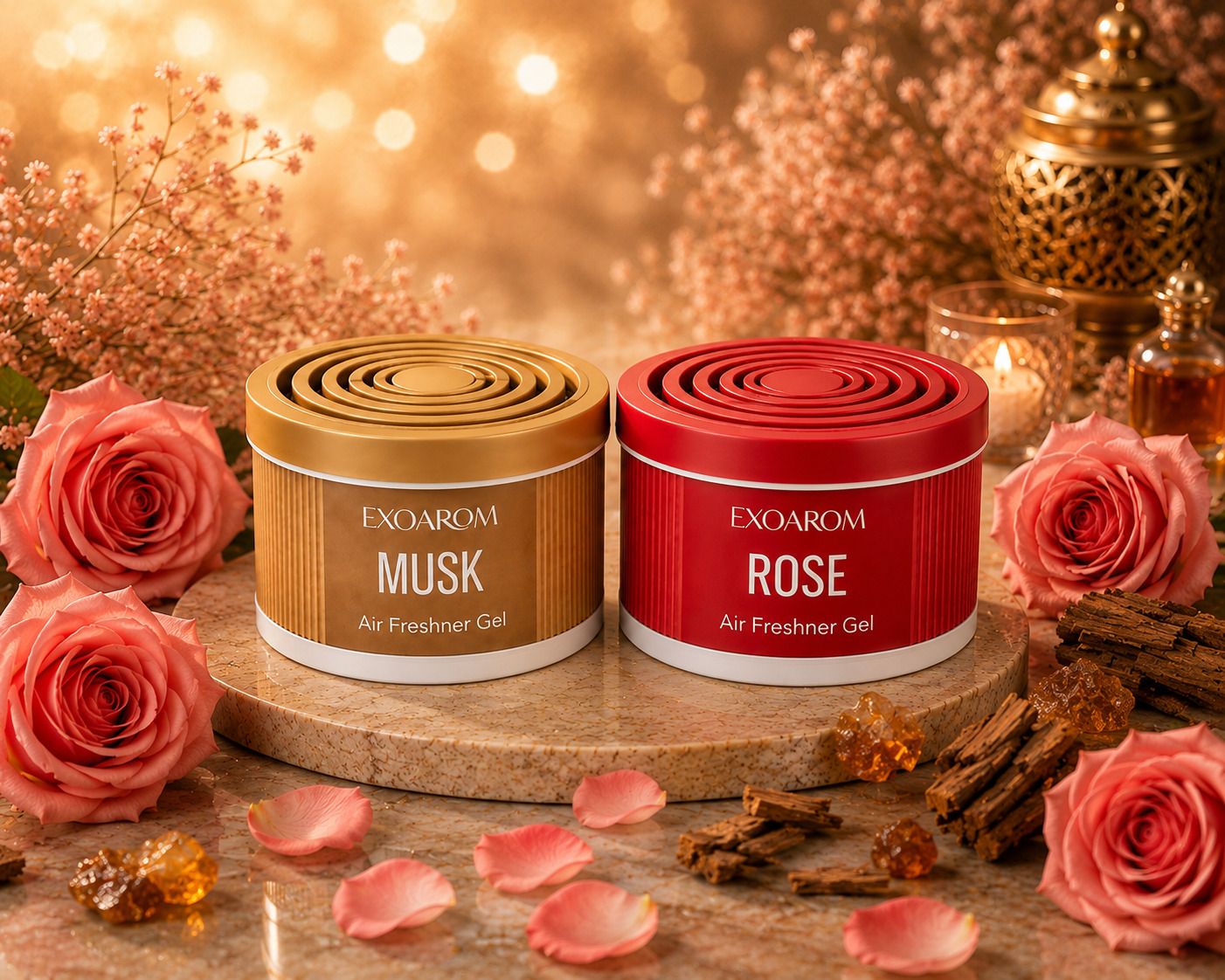 Rose, Musk Car Freshener Diffuser Combo Air Gel|Long Lasting Fragrance| Car, Home, Office & Bathroom Air Freshener | Odor Eliminator Gel-image-9