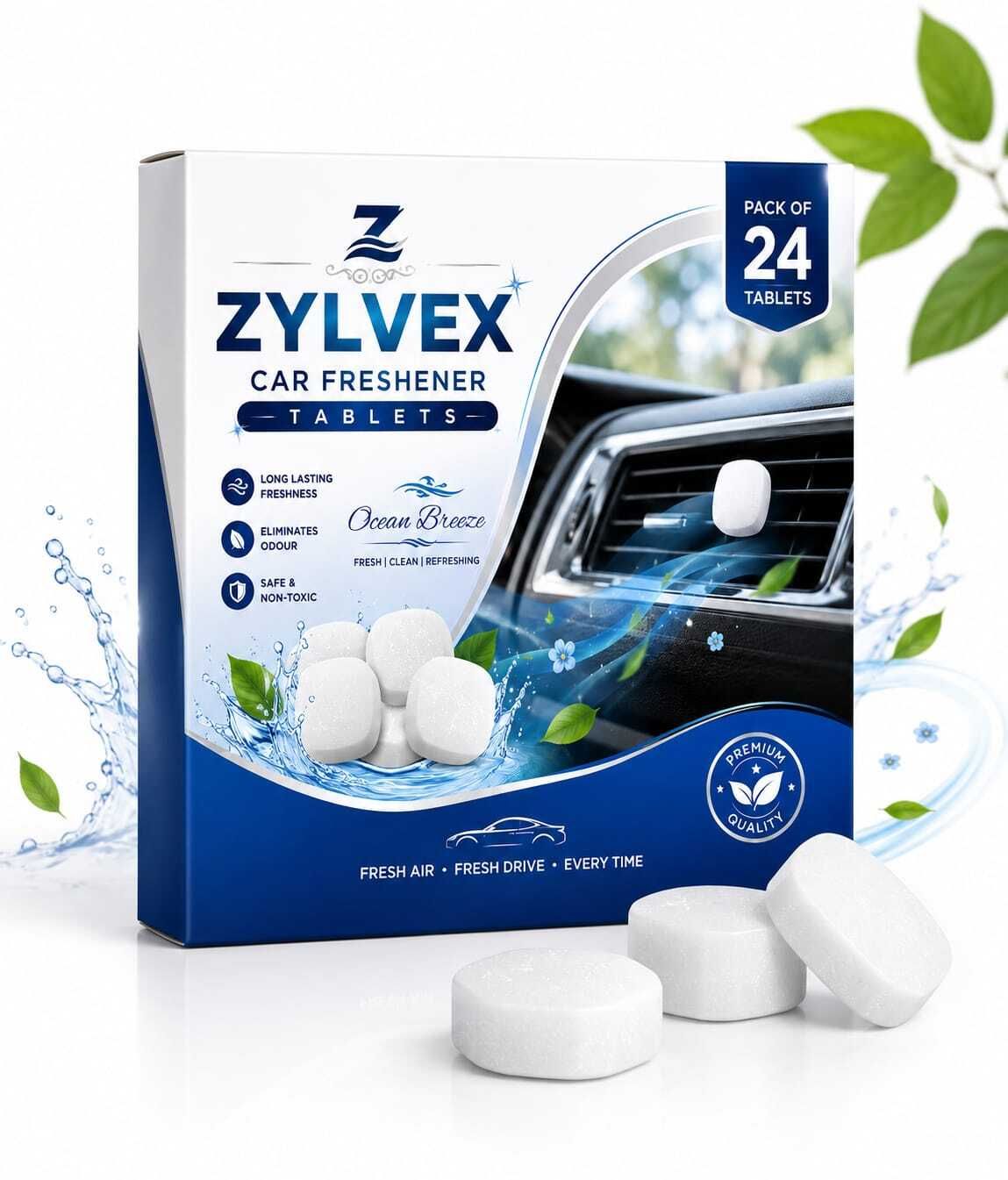 zlyvex Car Freshener Blocks ZYLVEX Car Freshener Tablets Ocean Breeze | Long Lasting Air Freshener-picture-21