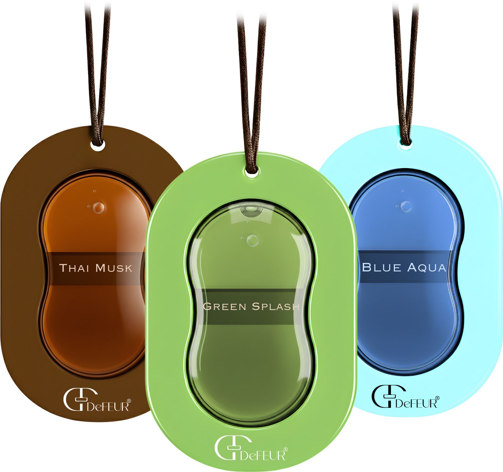 defeur Lumi Hanging Car Perfume, Thai Musk, Green Splash, Blue Aqua, Long Lasting, Premium Diffuser-picture-21