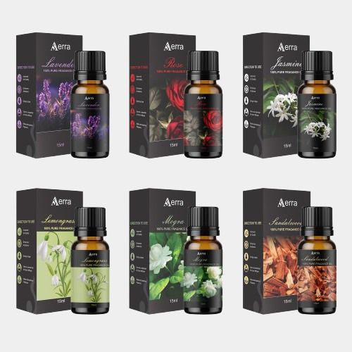 aerra Lavender, Mogra, Lemongrass, Rose, Jasmine, Sandalwood Aroma Oil Pure Fragrance Oil Combo (15mlx6) Natural & Long-Lasting Balance for Puja, Home-picture-21