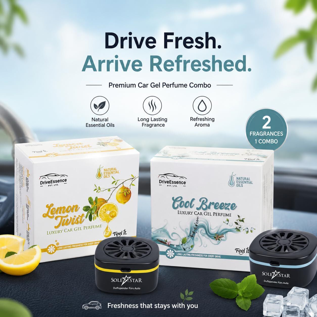 solestar Lemon Twist + Cool Breeze Blocks Lemon Twist + Cool Breeze Long Lasting Dashboard Air Freshener-picture-11