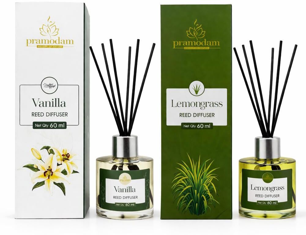 Vanilla+Lemongrass Diffuser Set Reed Diffuser Combo Pack with Vanilla & Lemongrass Fragrance and Fiber Sticks-image-28