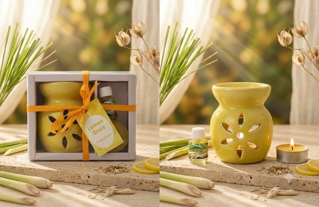 deveraux lemon grass Diffuser Set gift set lemongrass one yellow candle-picture-15
