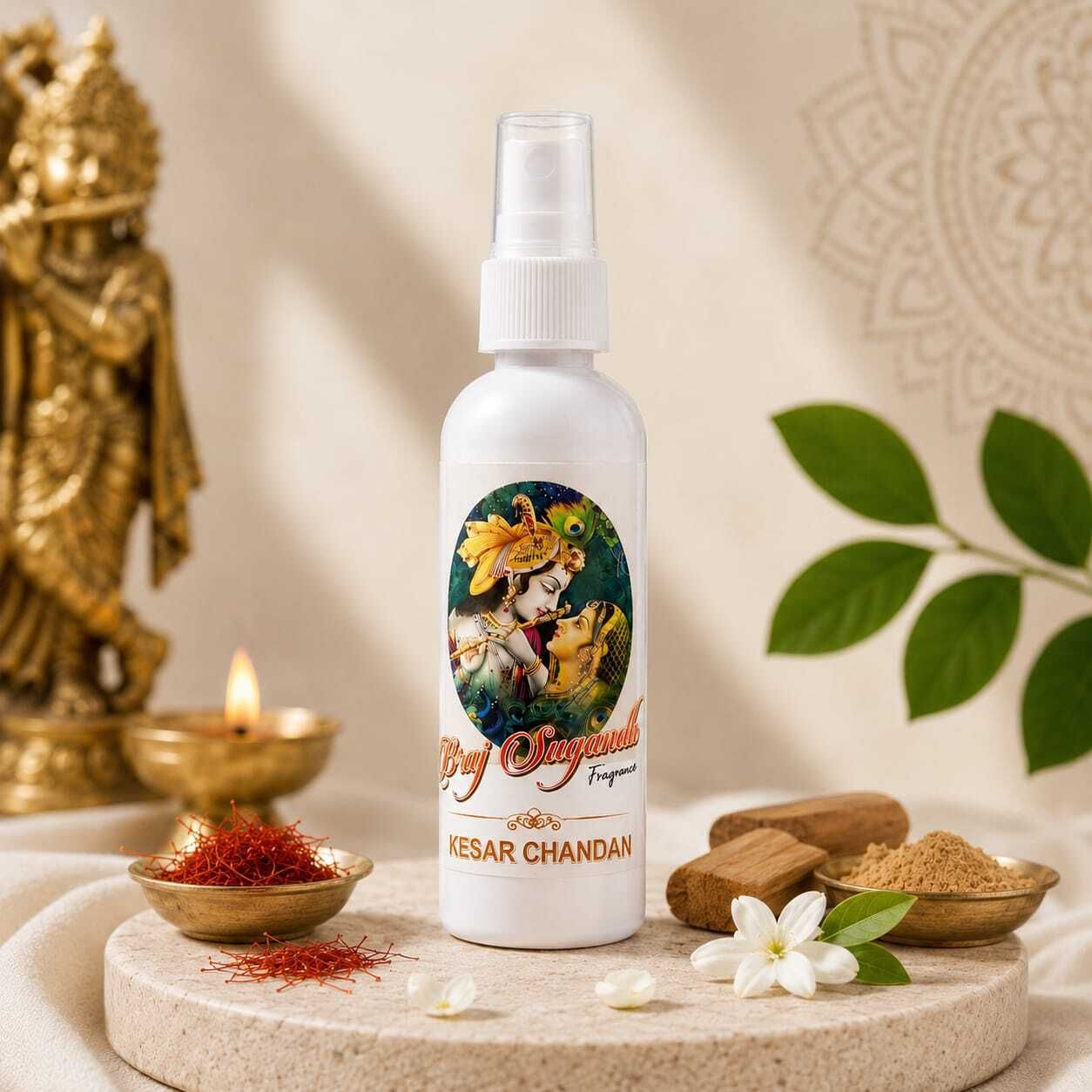 Kesar Chandan Spray Kesar Chandan Spiritual Room Freshener Spray | Premium Home & Temple Air Freshener | Long Lasting Sandal & Saffron Fragrance | 100 ml-image-30