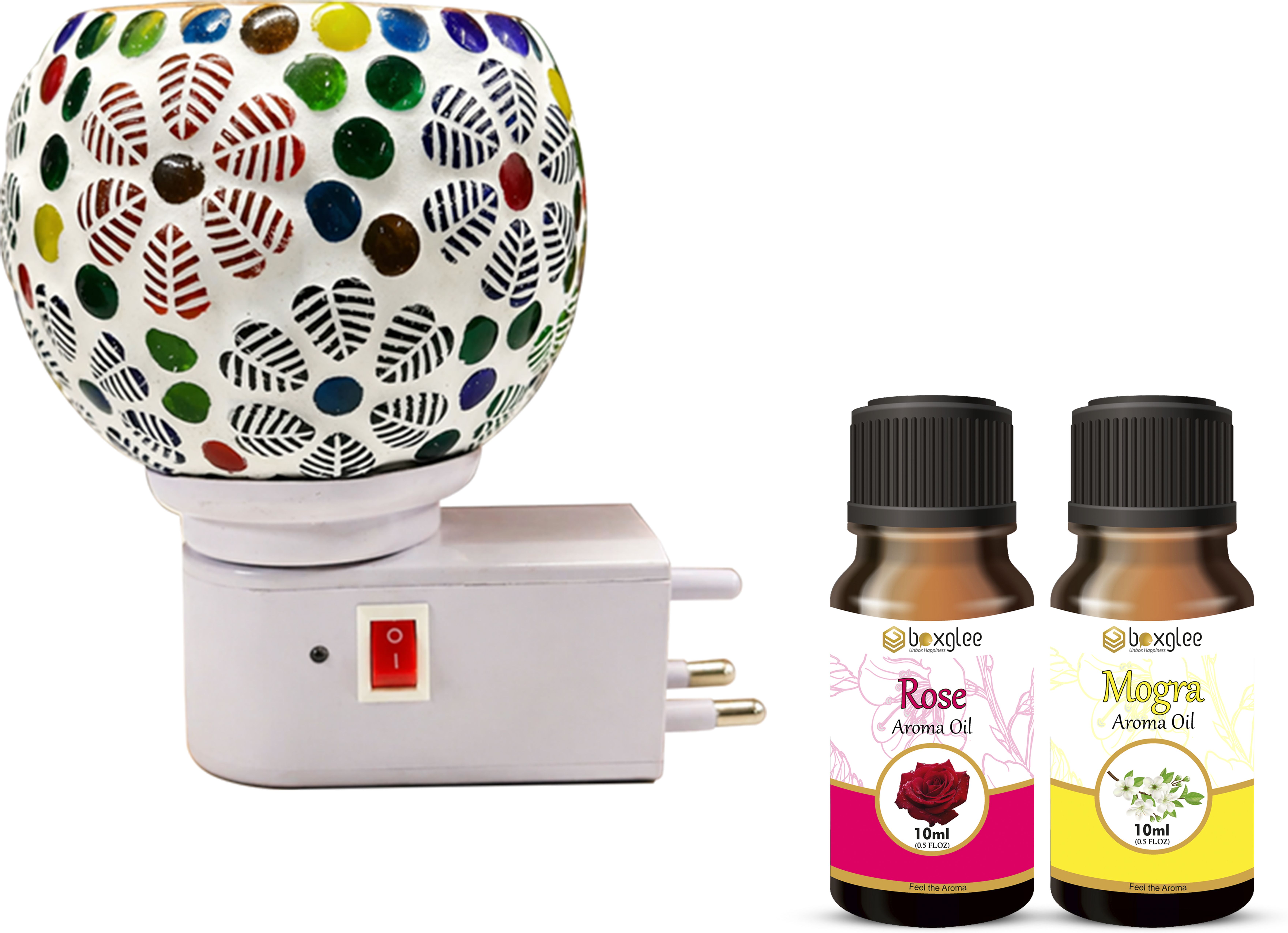 Rose & Mogra 10ml Each Fragrance Air Freshener Diffuser Set Electric Kapoor Dani Camphor Diffuser with Decorative Ceramic Aroma Lamp | Smoke-Free Air Freshener & Essential Oil Burner | Plug-in Kapoor Dani for Home & Aromatherapy-image-40