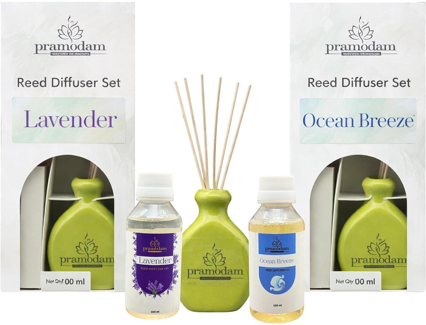 Lavender+Ocean Breeze Diffuser Set Ceramic Flat Vase Reed Diffuser Set of 2 Lavender Ocean Breeze 12 Reed Sticks-image-13