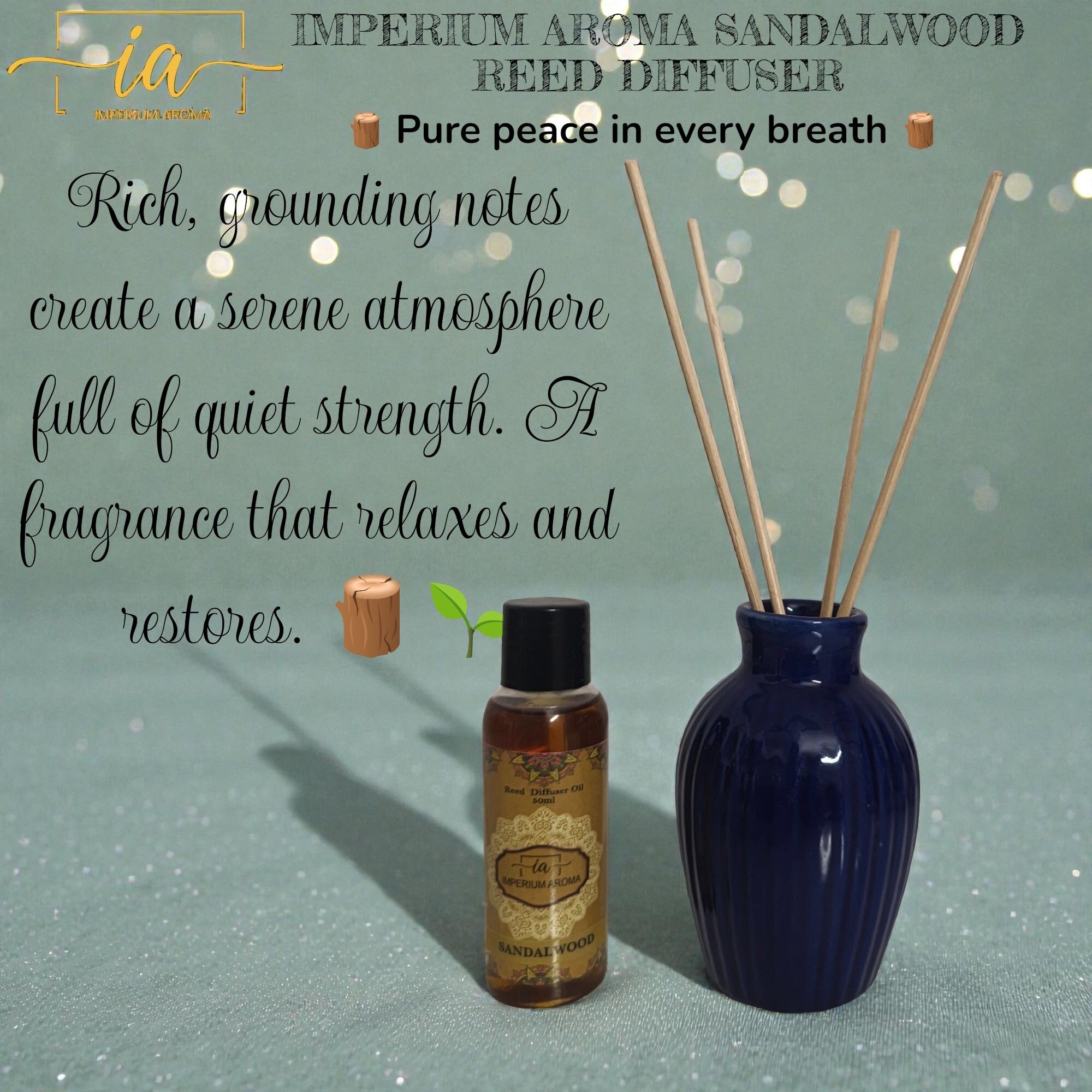 imperium aroma sandalwood Diffuser Set Royal Sandalwood Fragrance Crystal Reed Diffuser Set with Long Lasting Floral Fragrance | Luxury Home & Office Aroma Decor for Bedroom, Bathroom, Living Room & Elegant Gift Purpose-picture-7