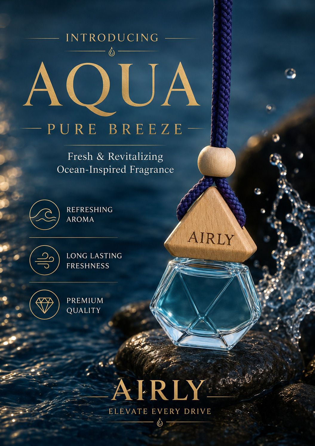 airly Aqua Diamond Diffuser Premium Hanging Air Freshener for Car, Home & Office | Long Lasting Fragrance | Odor Eliminator-picture-36