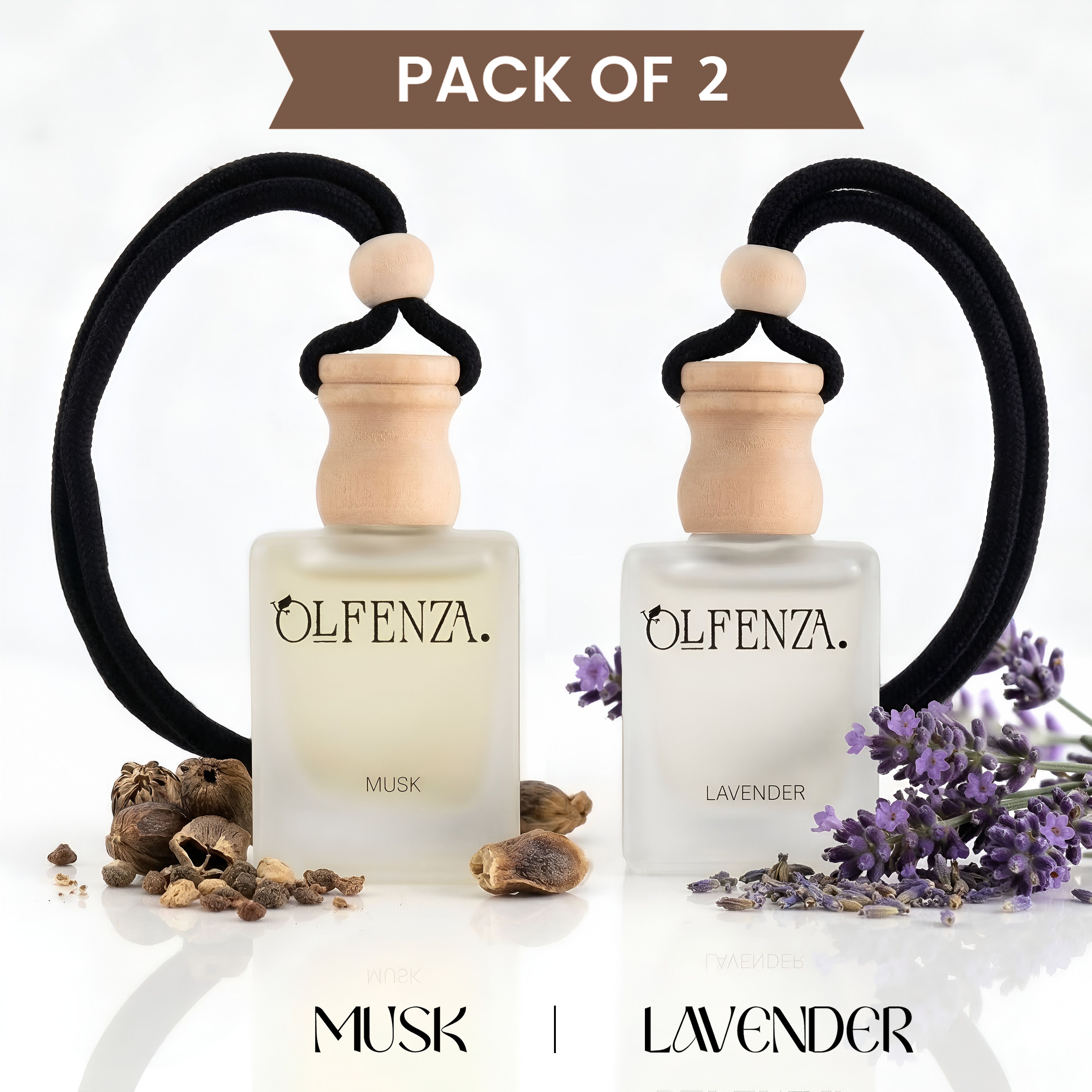olfenza LAVENDER, MUSK Diffuser Car Freshener Hanging Perfumes Long Lasting Fragrance 10+10ML-picture-7
