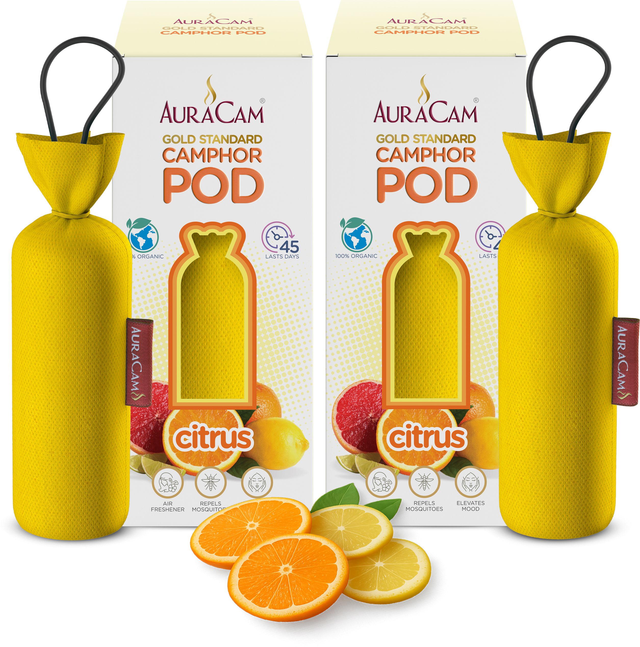 auracam Citrus Potpourri Gold Standard Camphor Pod Cone (Citrus) - Set of 2 Pod Air freshener For Room Car Bathroom Office & Toilet | Long-Lasting Cone for Home-picture-28