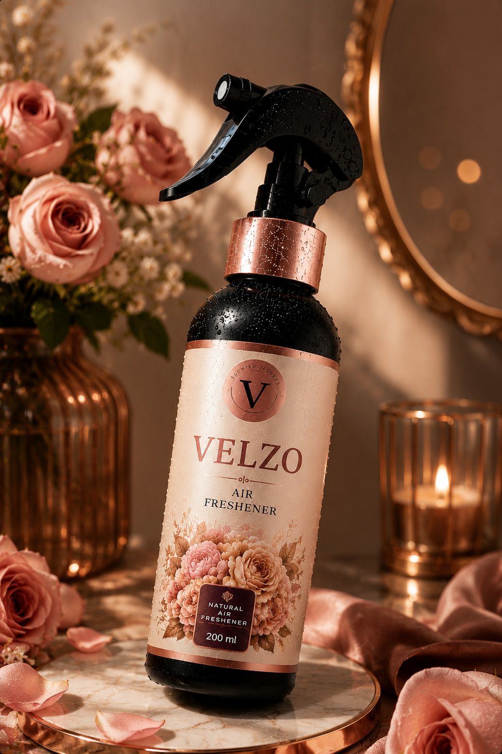velzo rose Spray Rose Gold Air Freshener For Home, Car, Bathroom, Bar-picture-5