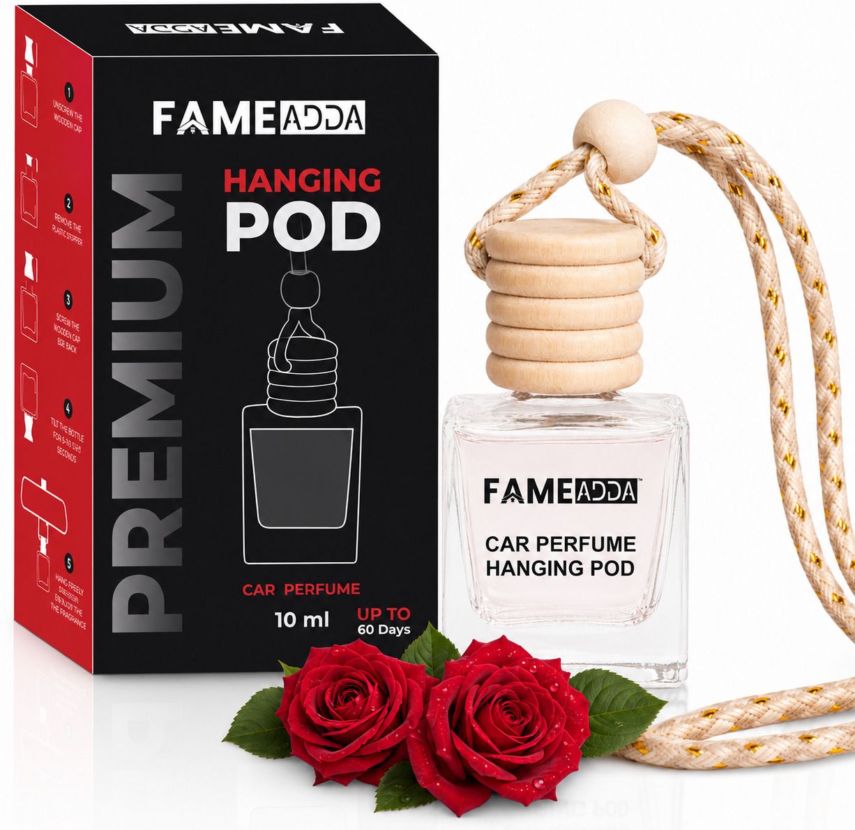 10 ml Rose Car Freshener Diffuser | Luxury Car Air Freshener | Refill Car Hanging Perfume | Long Lasting Car Fragrance | Premium Car Freshener Hanging Pod | Car Perfume for All Car-image-34
