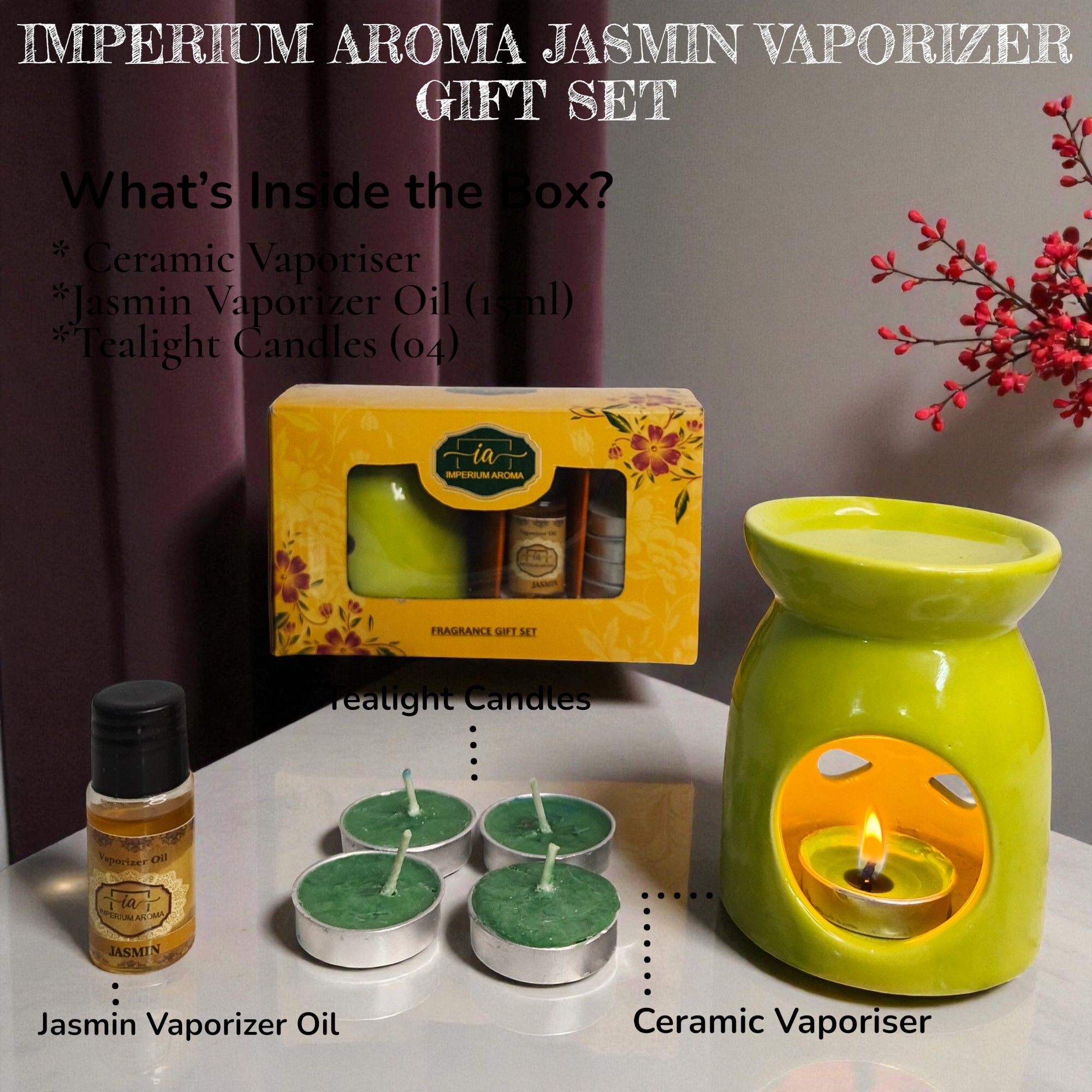 imperium aroma jasmine Diffuser Aroma Burner Oil Diffuser with Tealight Candle – Essential Oil Wax Melt Burner for Home-picture-27