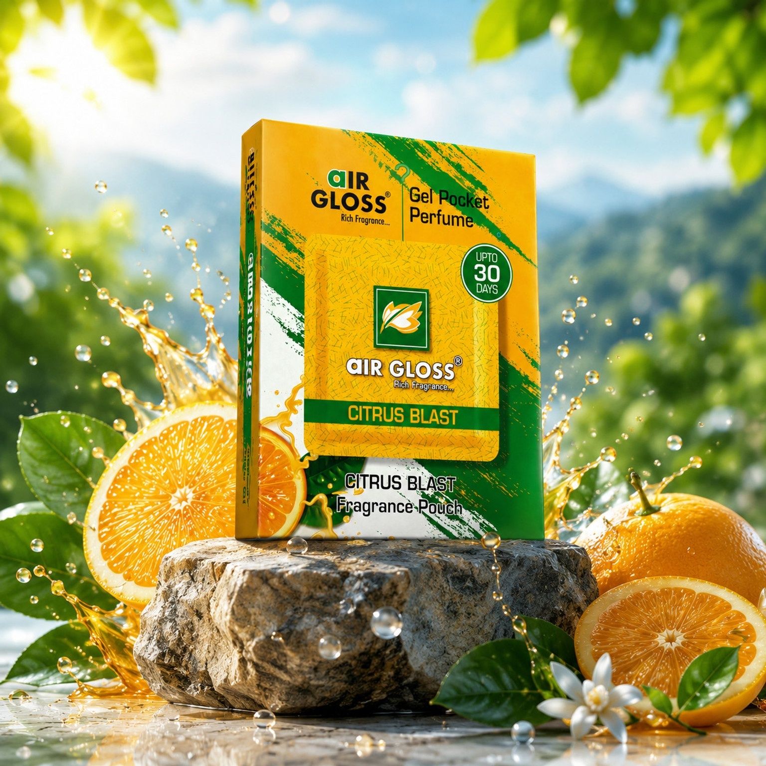 Citrus Blast Diffuser Set Gel Fragrance Pouch Air Freshener for Car Cupboard and Bathroom-image-21