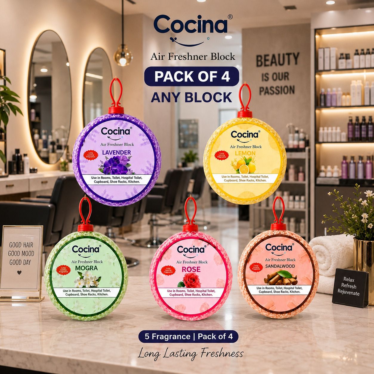 cocina air Lavender, rose, mogra, Lemon, sandalwood Blocks Experience Lasting Freshness-picture-32