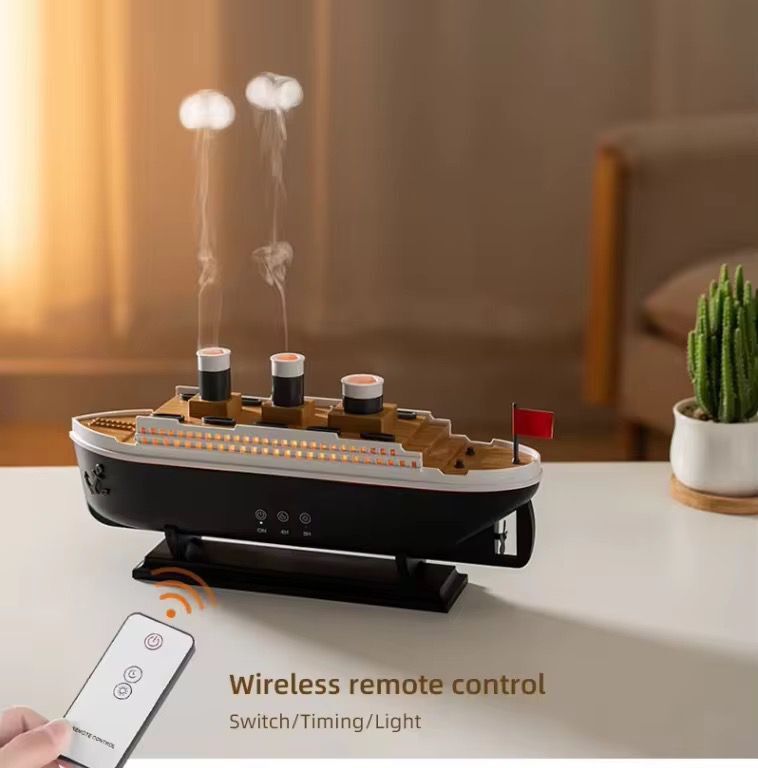 vzoir Pleasant Aroma Oil Titanic Ship Humidifier with Remote Control & LED Night Light | USB Aroma Diffuser Mist Maker | Cool Mist Air Humidifier for Home, Bedroom, Office & Car-picture-21