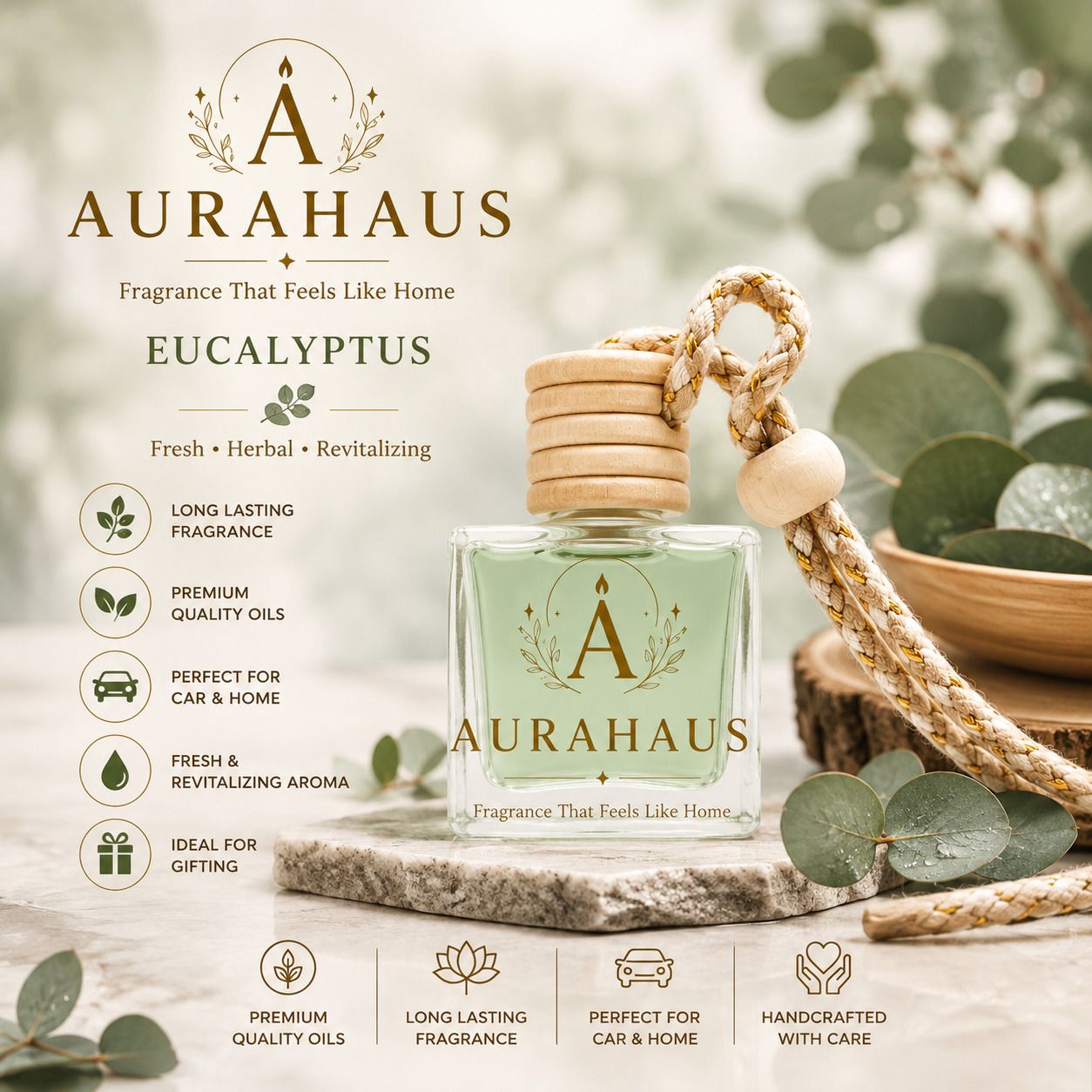 Eucalyptus Diffuser Eucalyptus Car Hanging Air Freshener | Premium Long Lasting Car Perfume | Air Freshener for Car, Home & Office | Essential Oil Diffuser Bottle-image-9