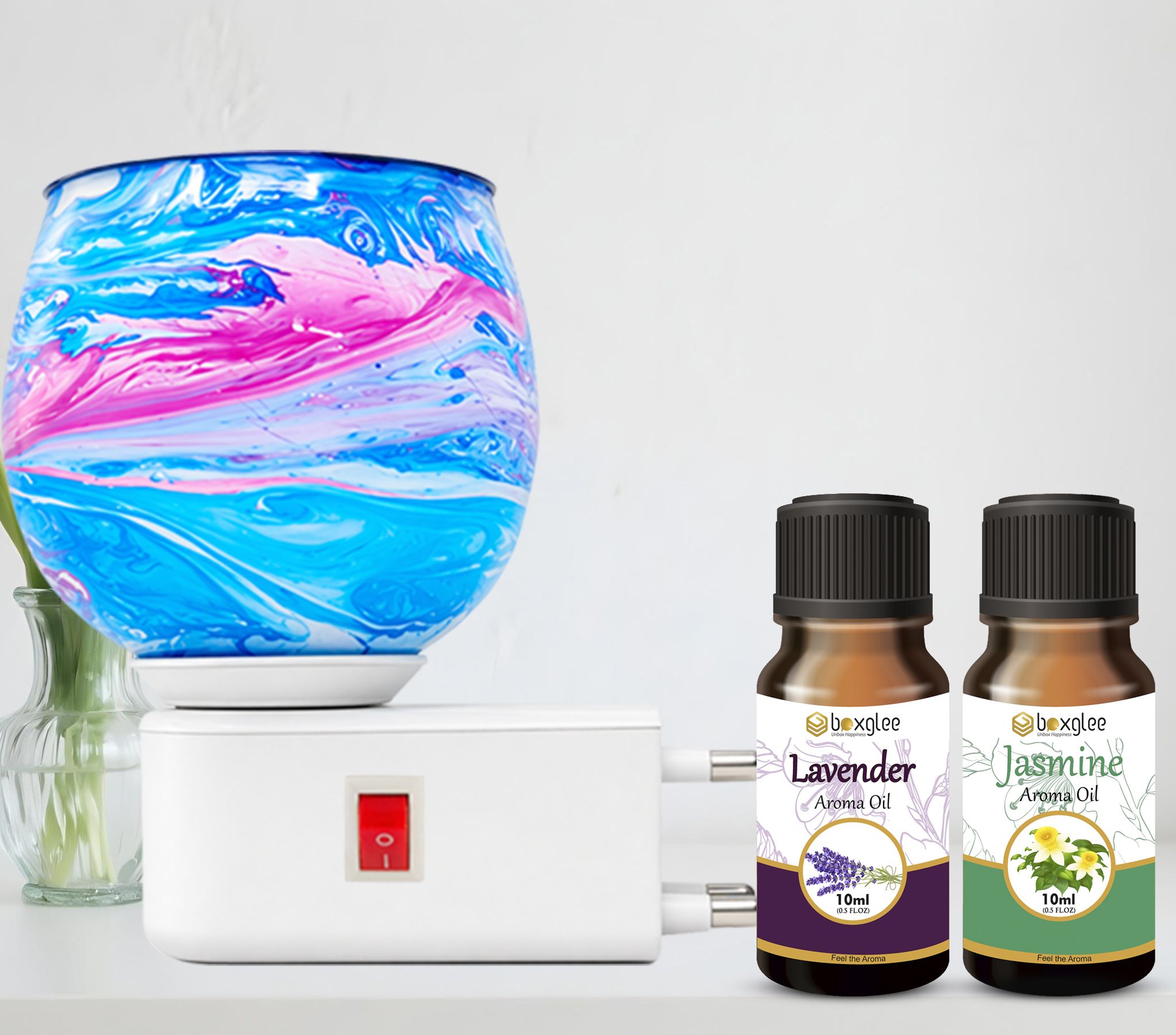 Multifragrance Aroma Oil Decorative Blue Marble Kapoor Dani with Jasmine Lavender Oil 10ml for Home Office Spa-image-24
