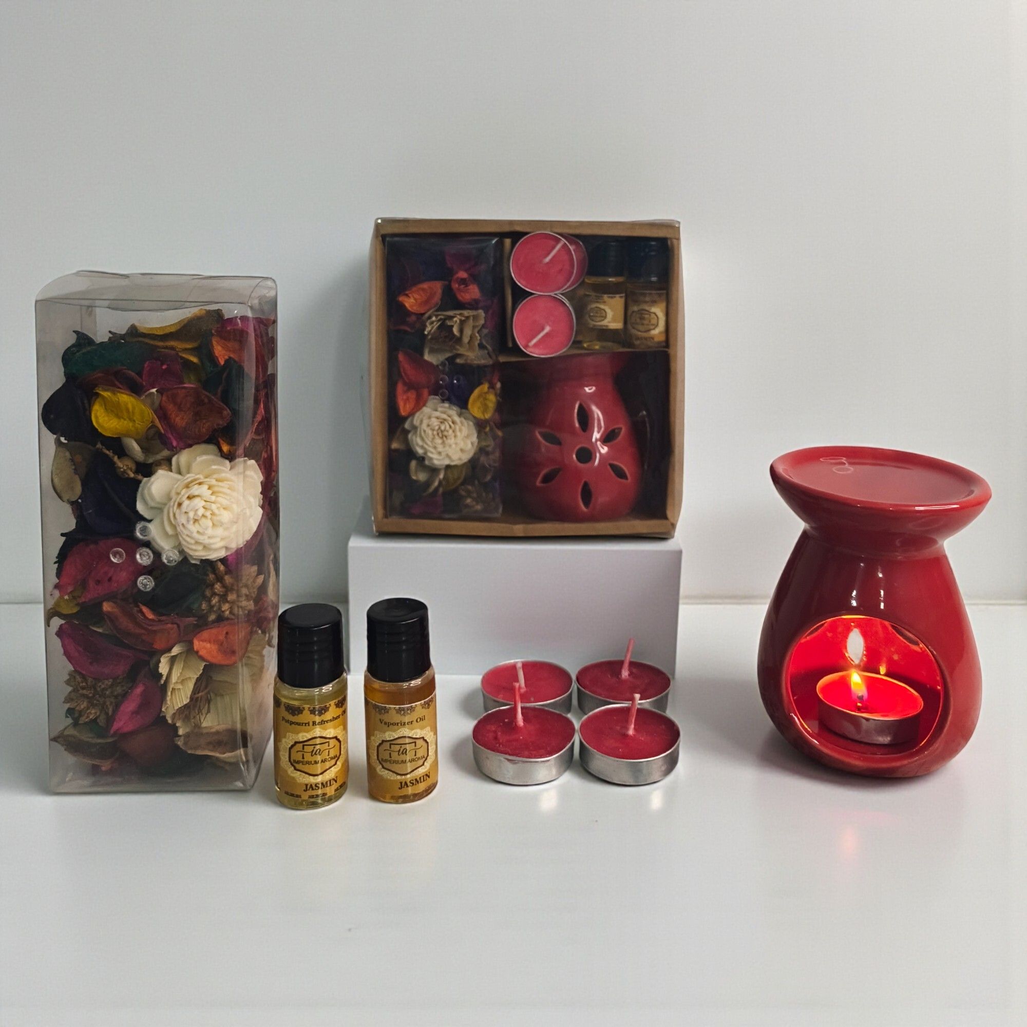imperium aroma Ceramic Essential Oil Burner Diffuser Set, Potpourri Pouch 50g | 15 ml Vaporizer Oil | Jasmine Potpourri Refresher Oil 15 ml| Long-Lasting Floral Diffuser for Bedroom, Livingroom & Workspace-picture-47