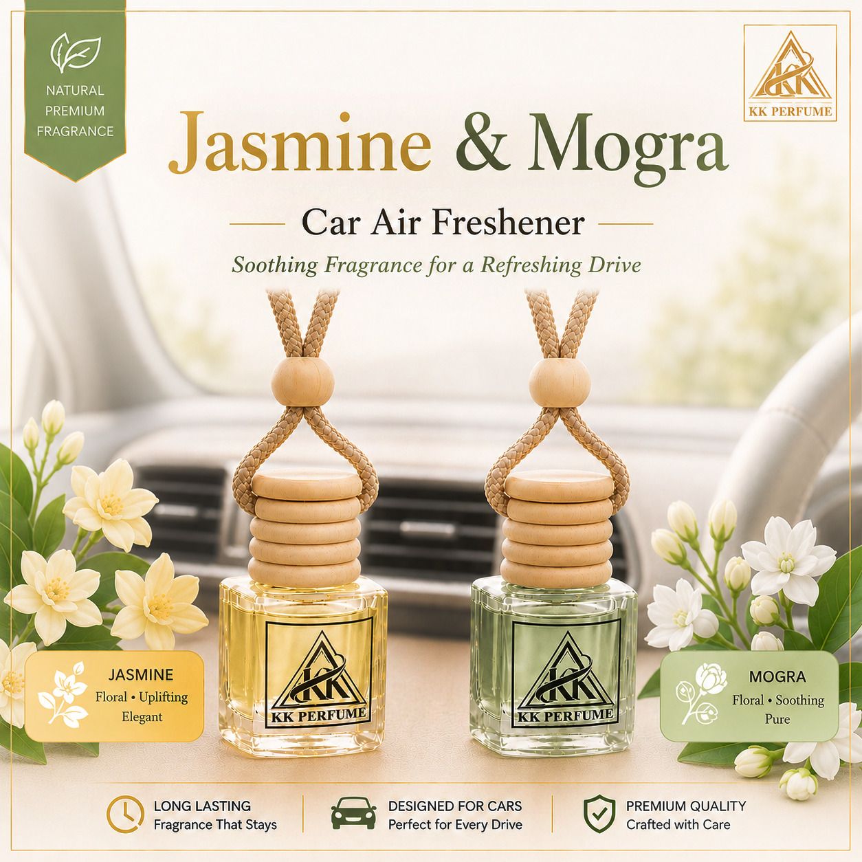 kk perfume Jasmine, Mogra Diffuser Jasmine & Mogra Hanging Car Perfume-picture-23