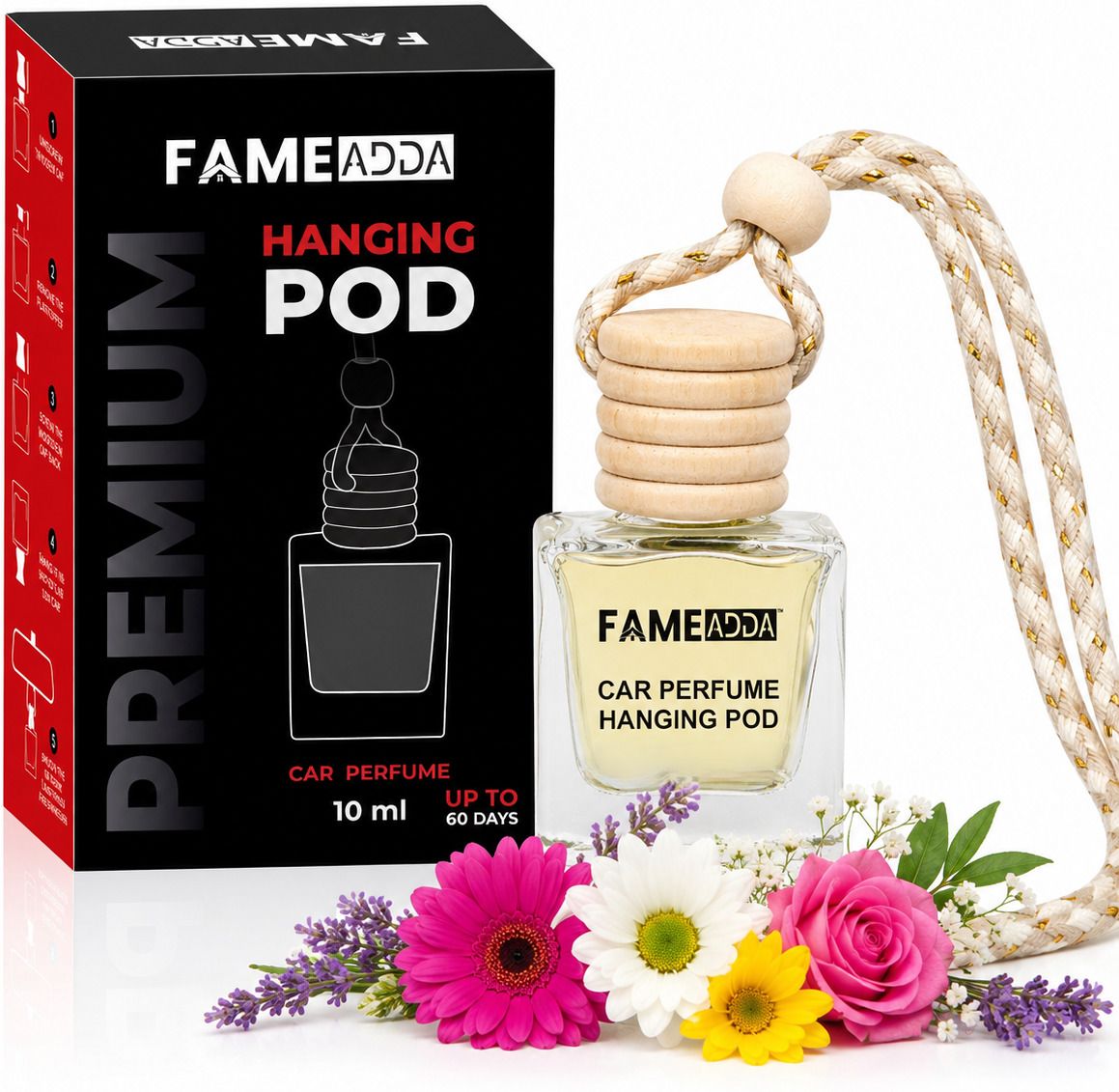 10 Ml Fresh Flower Car Freshener Diffuser | Luxury Car Air Freshener | Refill Car Hanging Perfume | Long Lasting Car Fragrance | Premium Car Freshener Hanging Pod | Car Perfume for All Car Interior Accessories-image-46