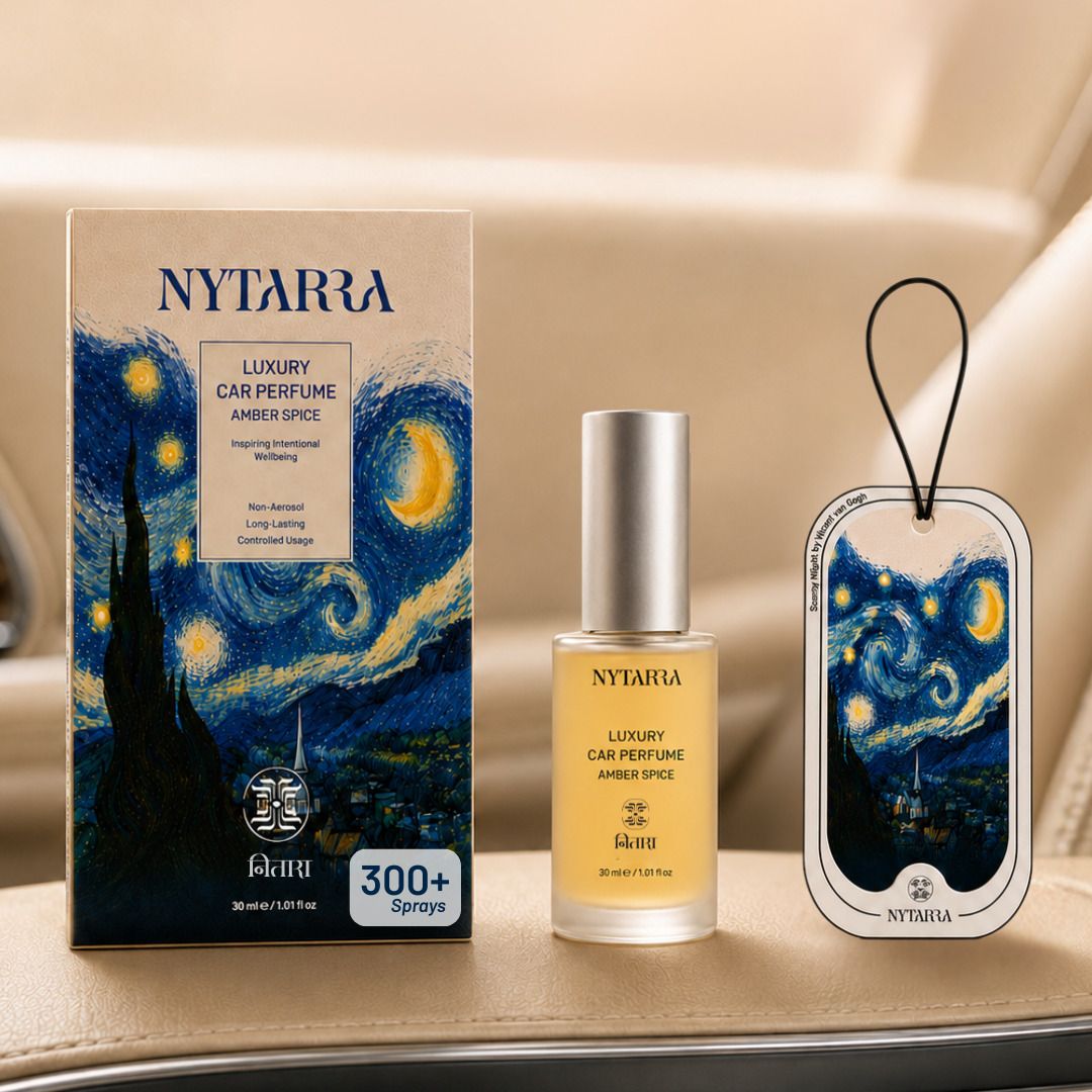 nytarra Premium Car Freshener Spray Amber Spice | Reusable Hanging Card | No Gas Formula, 100% Pure Fragrance, 200+ Sprays, Long Lasting Scent-picture-2