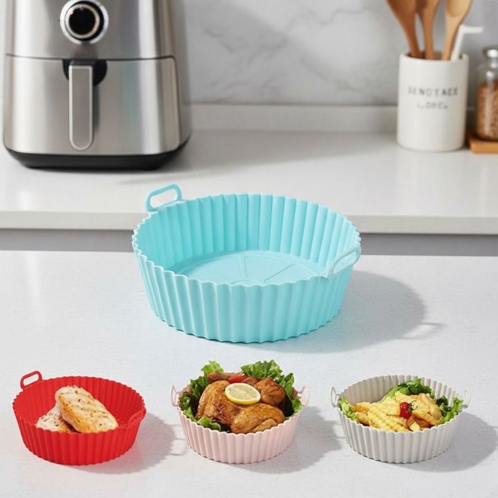 elexa Reusable Round Silicone Air Fryer Pot with Easy Grip Ear Handles Air Fryer-picture-27