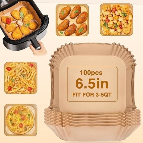 sbvaluemart Air Fryer Paper Liners 100 PCS | Oil-Proof Parchment Sheets for Baking Air Fryer-picture-9