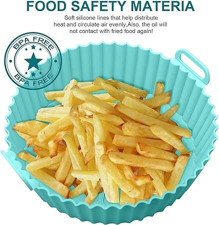Air Fryer Liner Silicone Baking Tray Easy to Clean, 6.5 in Bottom Air Fryer