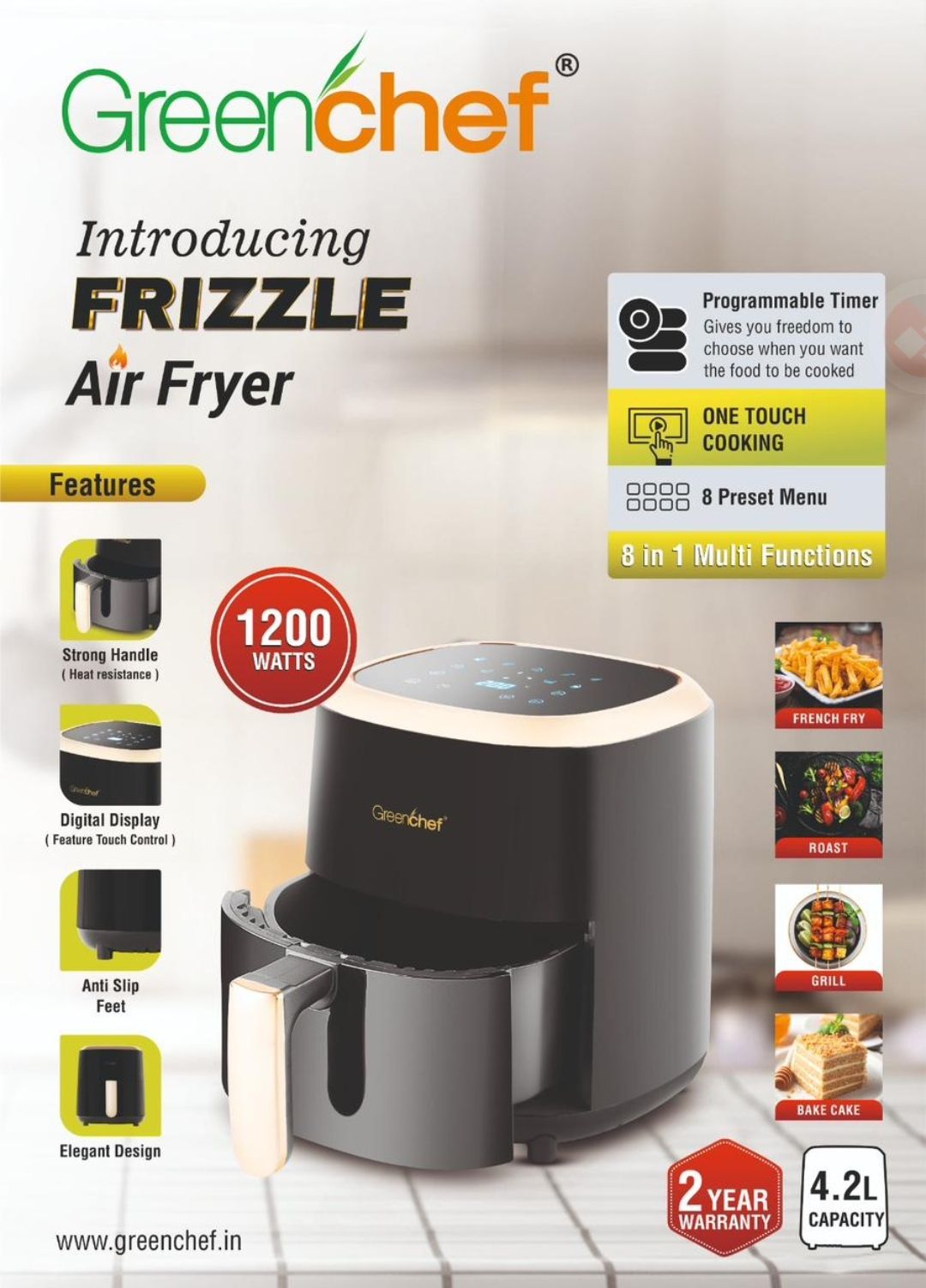 greenchef Frizzle one touch cooking 8 in 1 multi functions Air Fryer-picture-7