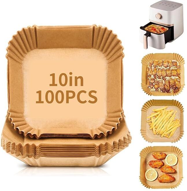 sbvaluemart Air Fryer Parchment Paper 100 PCS | Heat Resistant 8 Inch Square Liners Air Fryer-picture-7