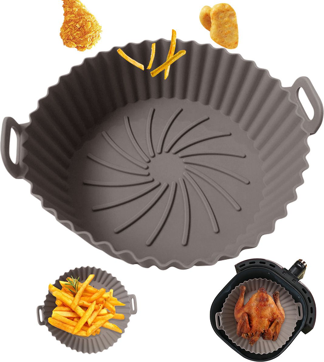 Air Fryer Silicone Liners, 7.9inch Air Fryer Silicone Baking Tray Air Fryer-image-23