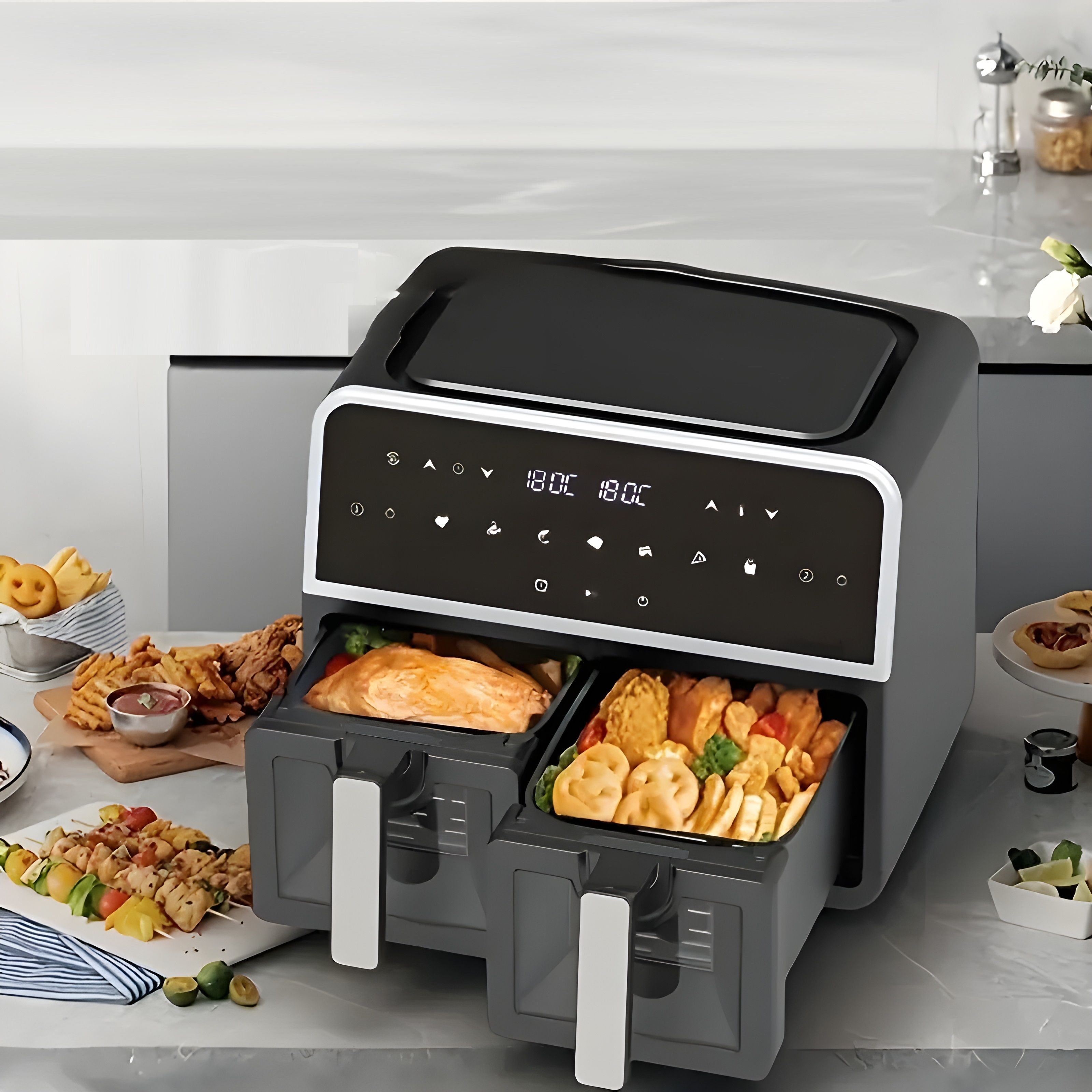 gethome Dual Air Fryer, Maximize The Healthiest Meals With Double Basket Capacity Air Fryer-picture-2