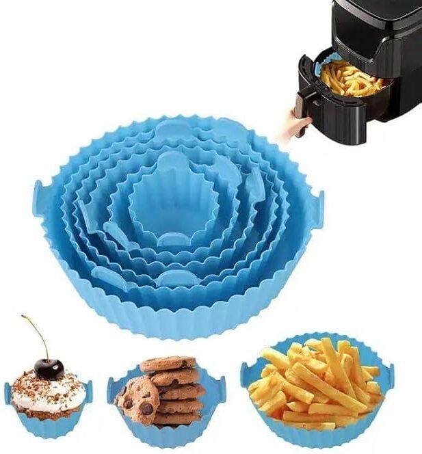 msvtradess 6 Pieces Silicone Liners Round Food Safe Non Stick Air Fryer Basket Air Fryer-picture-34