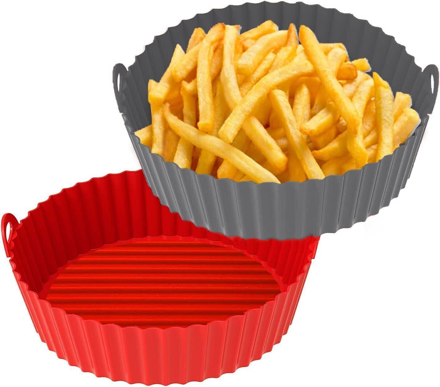 Air-Red-Grey Silicone Baking Tray Accessories with Ear Handles Air Fryer-image-16