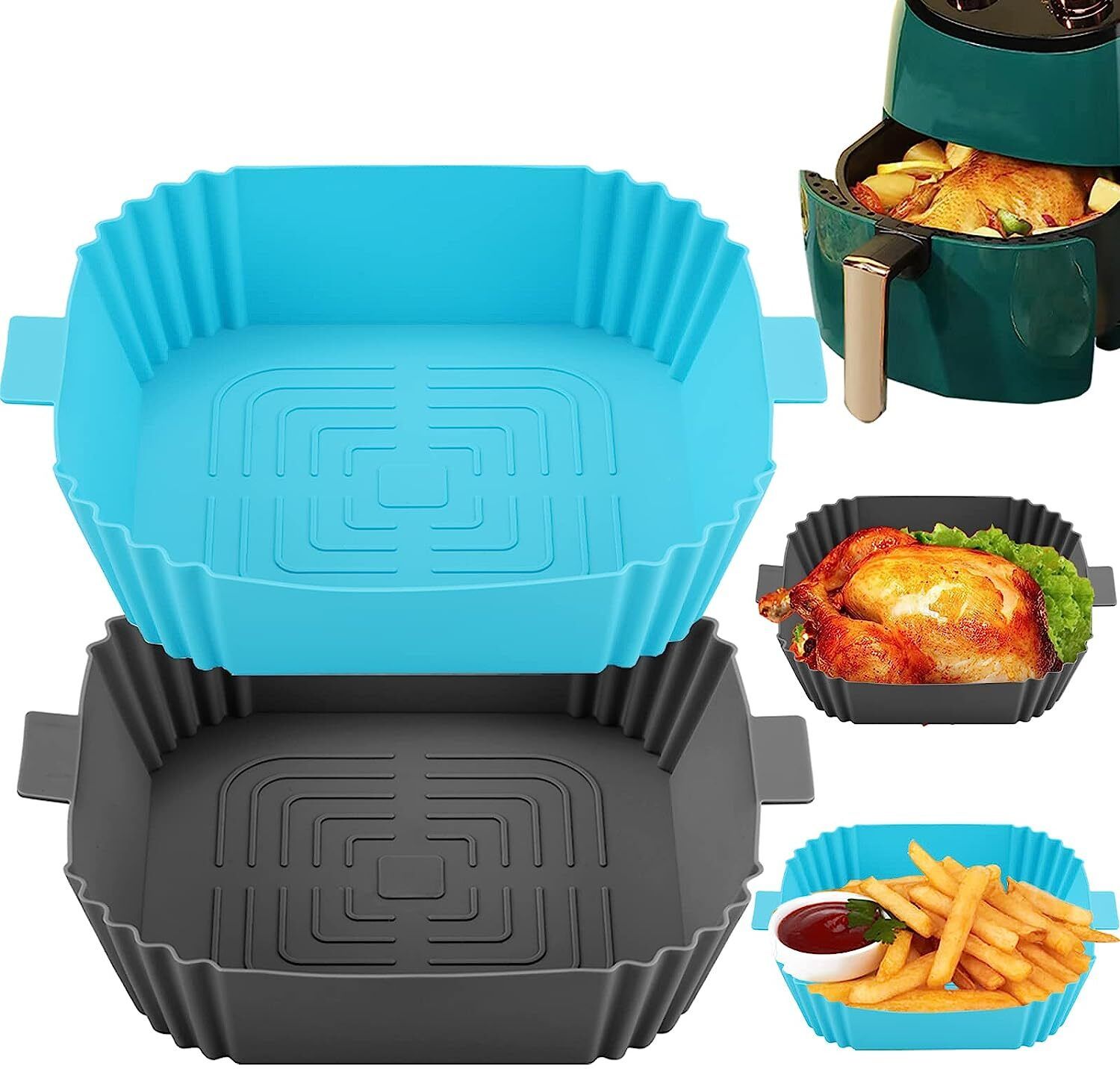 2pcs Air Fryer Liners Square Silicone Air Fryer Basket Pot Air Fryer-image-49
