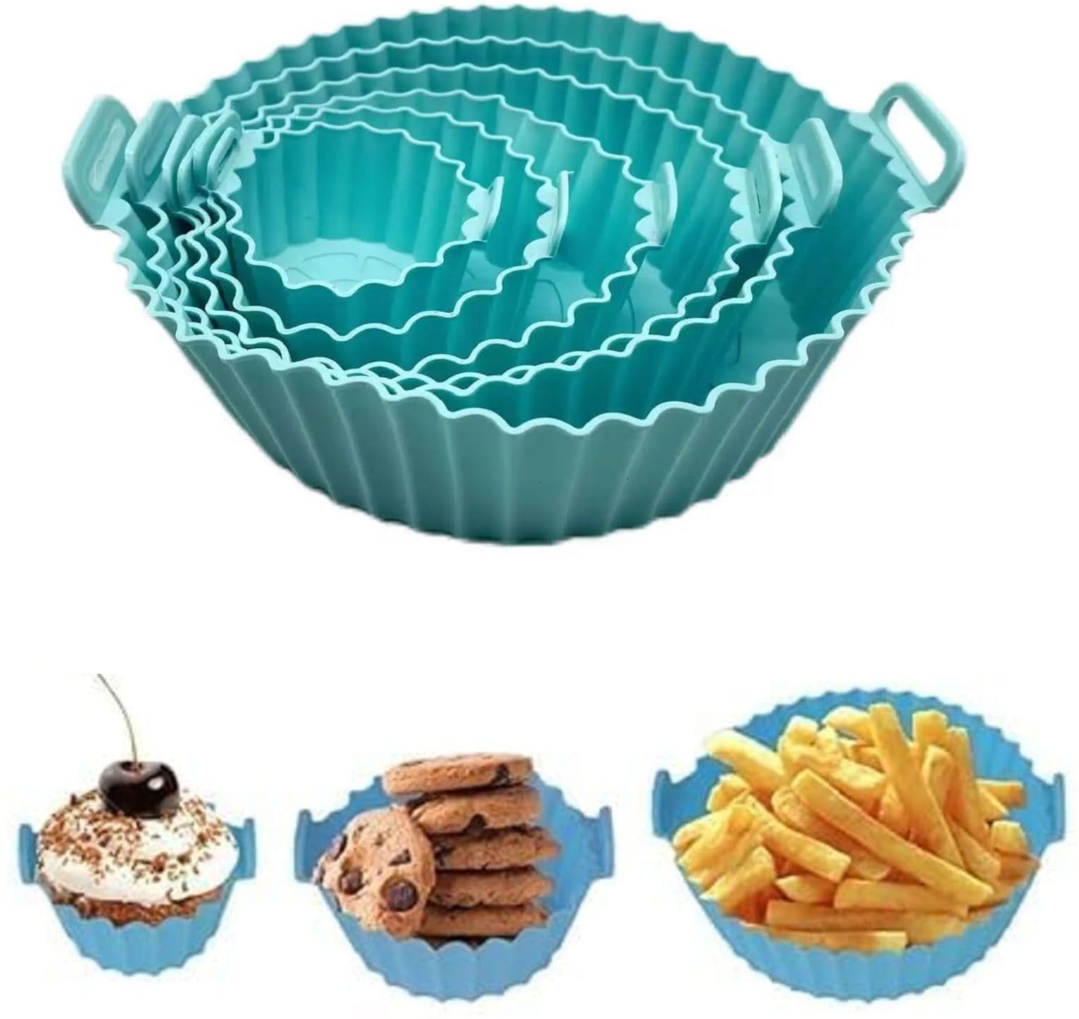 mobdesk Reusable Essentials Silicone Air Fryer Liners Round Nonstick Baking Basket Tray Air Fryer-picture-40