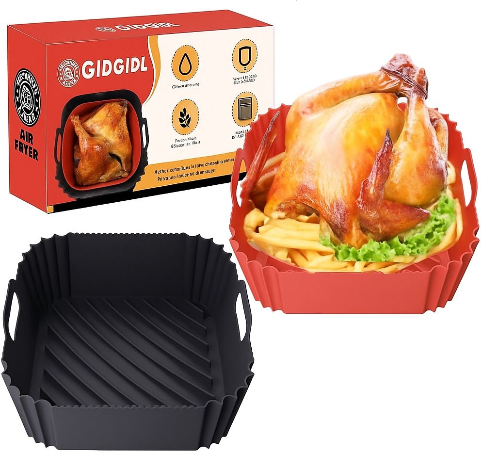 axenta 2 PCS Square Air Fryer Silicone Liners, 8 Inch Food Grade Reusable Heat Air Fryer-picture-12